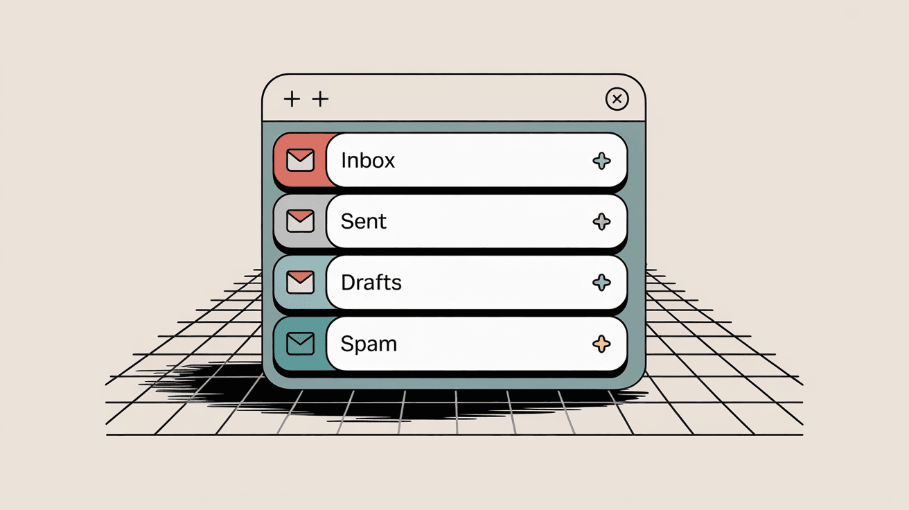Custom Gmail tabs extension interface showing separate views for different aliases